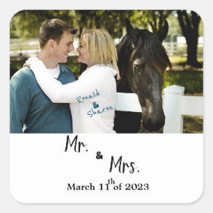 Wedding with Photo   Square Sticker