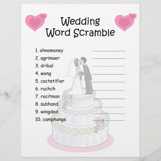 Wedding Word Scramble (Front)