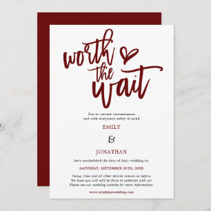 Wedding Worth the Wait Script Burgundy Save The Date