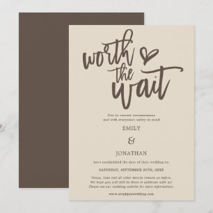 Wedding Worth the Wait Script Cream Brown Save The Date