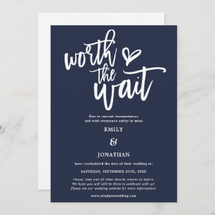 Wedding Worth the Wait Script Navy White Save The Date