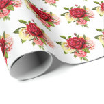 Wedding Wrapping Paper-Roses Wrapping Paper<br><div class="desc">Wrapping paper shown with a lovely pink roses print on a white background colour. Matte paper shown.
Customize this item or buy as is.</div>