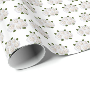 Wedding Wrapping Paper-White Roses Paper