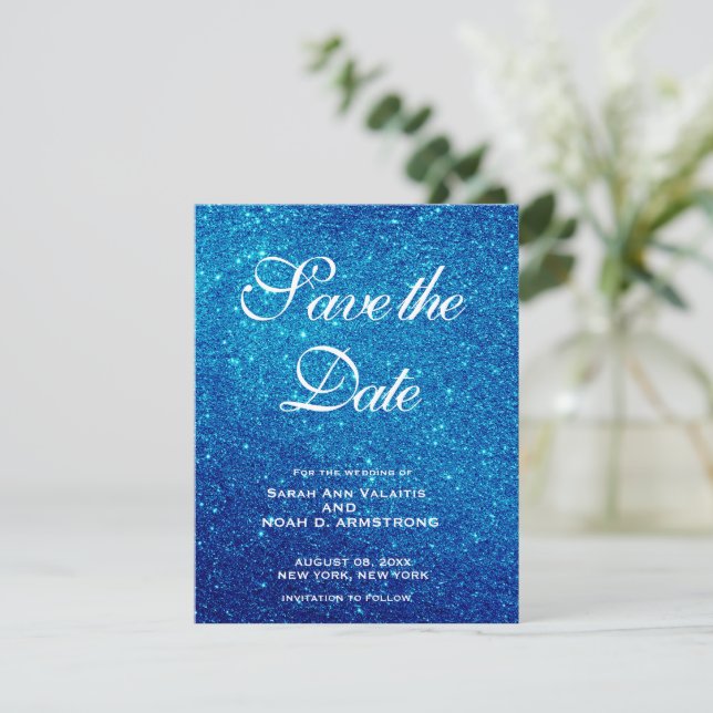 Weddings | unique save the dates | Glitter Date (Standing Front)