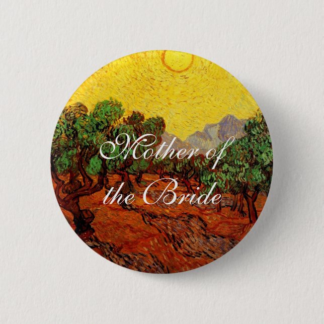 Weddings,Vincent van Gogh Olive Trees 2 Inch Round Button (Front)