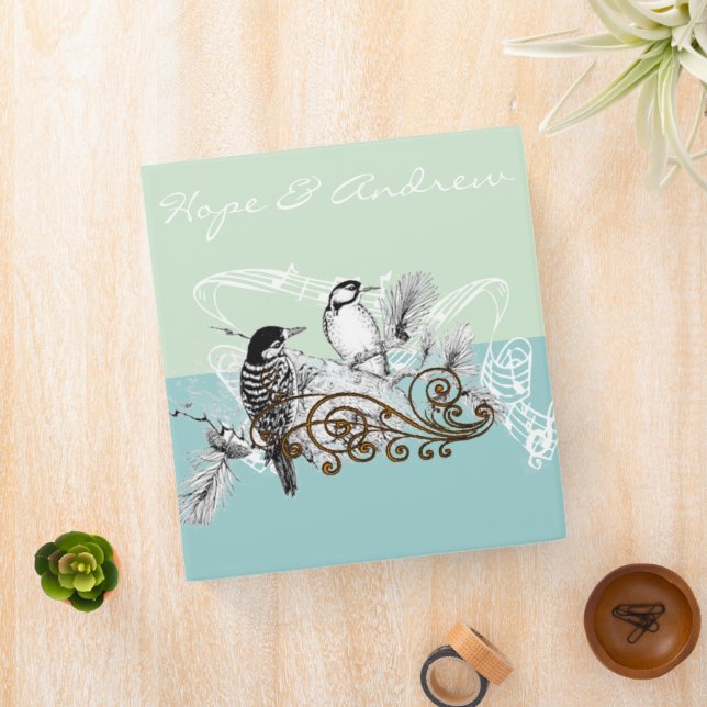 Weddng Planner Binder Vintage Love Birds (In Situ)