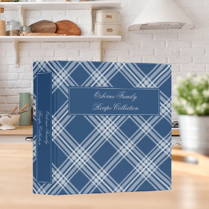 Wedgewood Blue & White Plaid Rustic Family Recipe Binder
