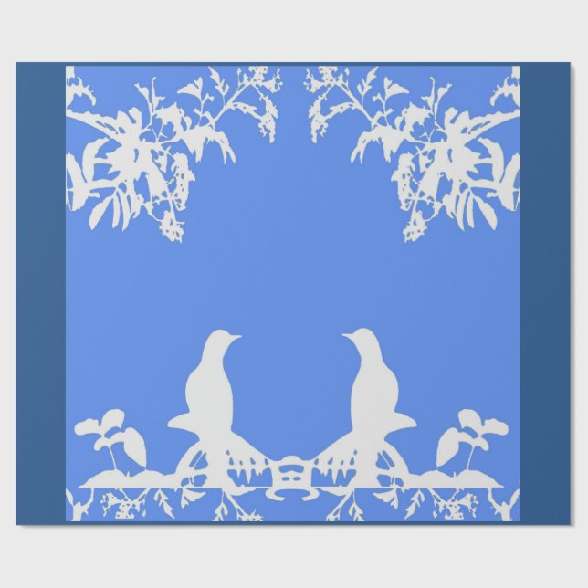Wedgewood Wrapping Paper - Love Birds-White/Blue (Flat)