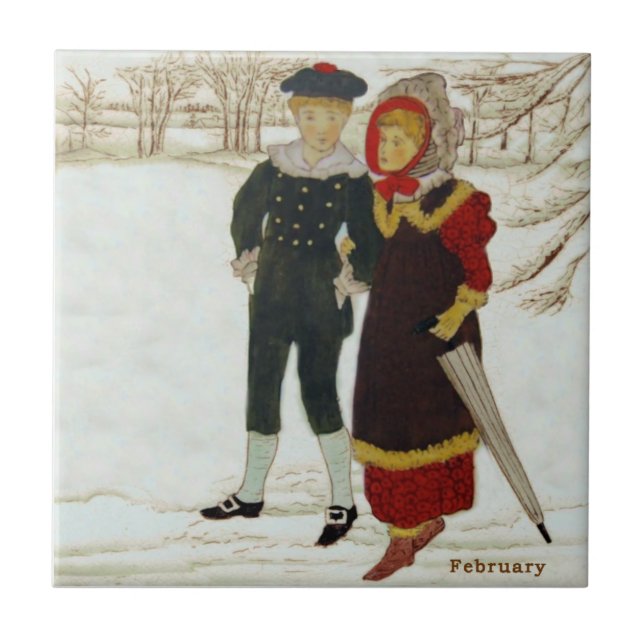 Wedgwood February Snows Hand Coloured Repro Tile (Front)