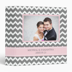 Weding Photo Binder Pink Grey Chevrons