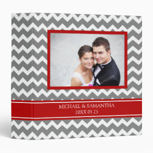 Weding Photo Binder Red Grey Chevrons