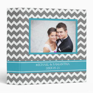Weding Photo Binder Teal Grey Chevrons