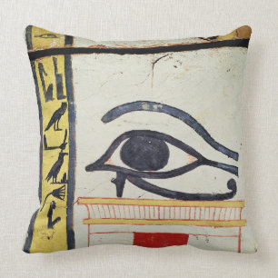 Wedjat Eye, detail from the sarcophagus cover of t Throw Pillow