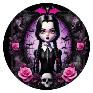 Wednesday Inspired Goth Girl - Pink and Black Hall Large Tote Bag
