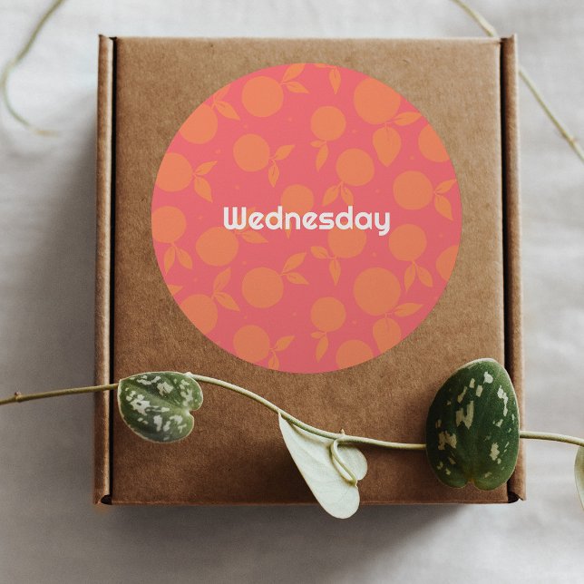 Wednesday tangerine pattern classic round sticker (Creator Uploaded)