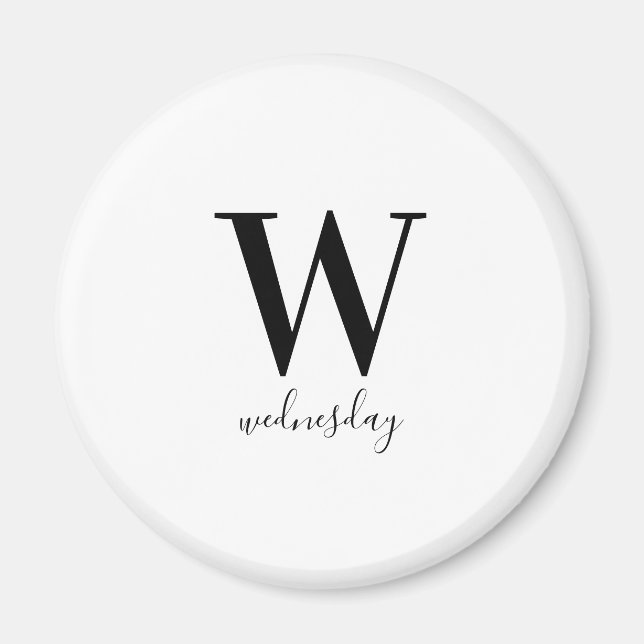 Wednesday Typography Black White Modern Magnet (Front)