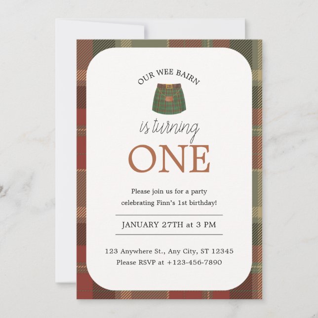 Wee Bairn Birthday Invitation (Front)