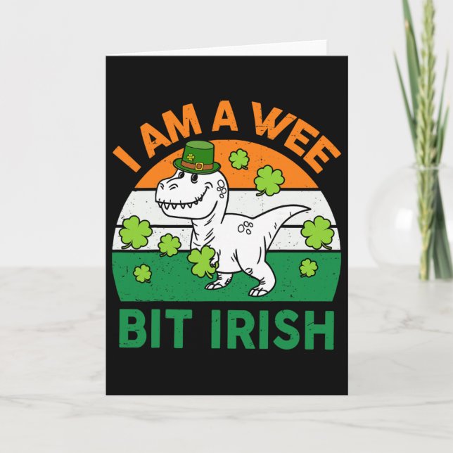 Wee Bit Irish St Patrick Day Dinosaur Toddler Boy  Card (Front)