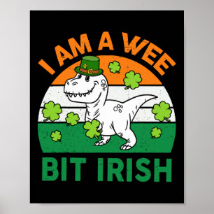 Wee Bit Irish St Patrick Day Dinosaur Toddler Boy  Poster