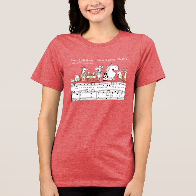 WEE FISH EWE A MARE EGRETS MOOSE Sandra Boynton T- Tri-Blend Shirt (Front)