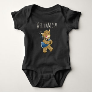 Wee Hamish Highland Cow Playing Bagpipes Baby Bodysuit