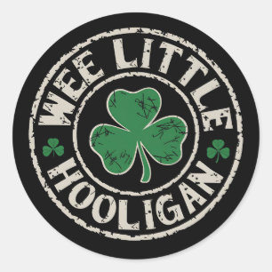 Wee Little Hooligan Shamrock St Patrick's Day Classic Round Sticker
