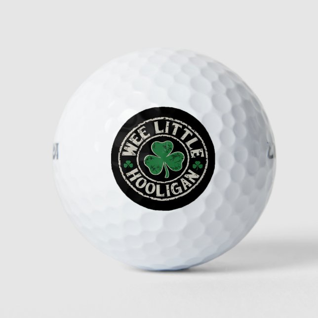 Wee Little Hooligan Shamrock St Patrick's Day Golf Balls (Front)