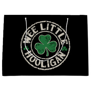 Wee Little Hooligan Shamrock St Patrick's Day Large Gift Bag