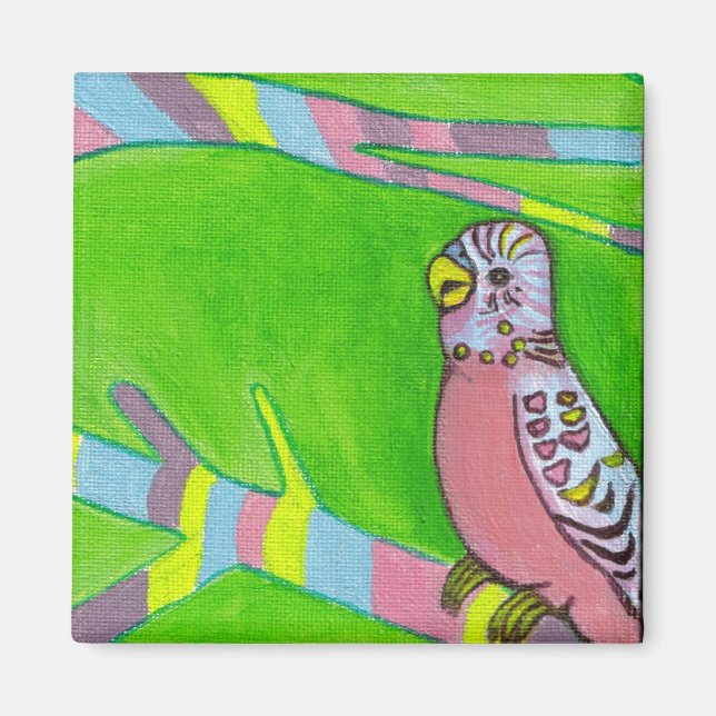 wee pink budgie magnet (Front)