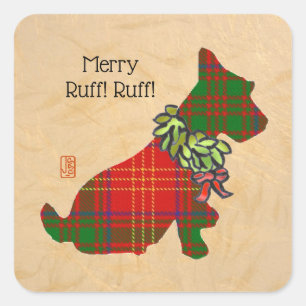 Wee Scottie Christmas Square Sticker