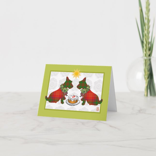 Wee Scottie Dogs Christmas Holiday Card (Front)
