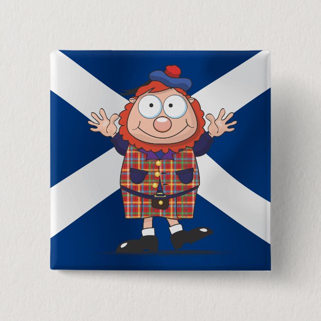 Wee Scottish guy 2 Inch Square Button (Front)