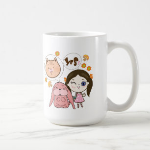 wee wee and her friends- cat and rabbit coffee mug