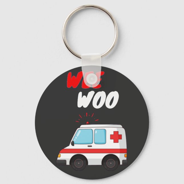 Wee Woo Ambulance AMR Funny EMS EMT Paramedic Gift Keychain (Front)