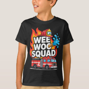Wee Woo Squad Firefighter Fun Design  T-Shirt