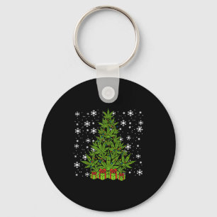 Weed Christmas Tree Funny Xmas T Men Women Keychain
