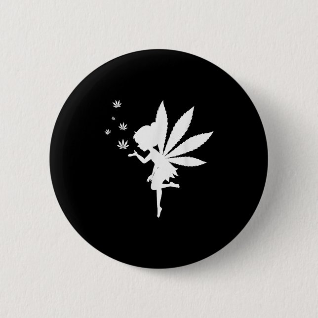 Weed Fairy Fantasy Leaf Stoner Pot Smoker  2 Inch Round Button (Front)
