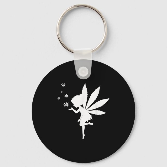 Weed Fairy Fantasy Leaf Stoner Pot Smoker  Keychain (Front)