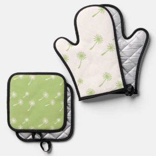 Weed Happens cute cynical dandelion Funny Vintage Oven Mitt & Pot Holder Set