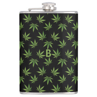 Weed Large Leaf Pattern | Optional Monogram/Name Hip Flask