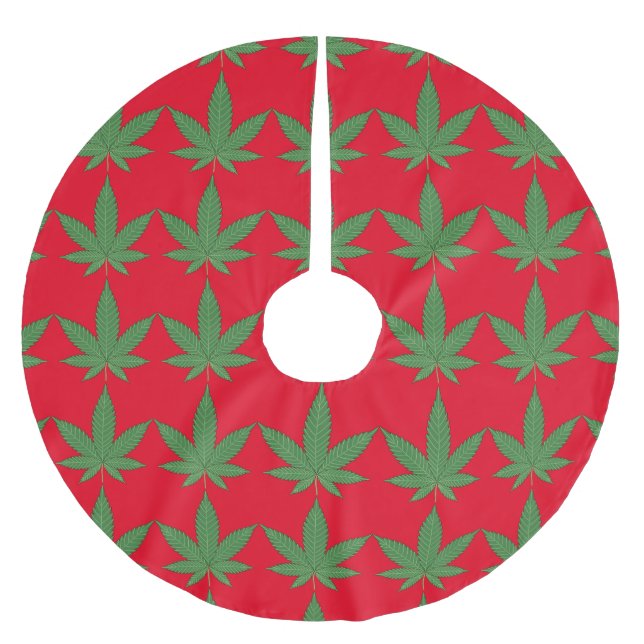 Weed Leaf Christmas Brushed Polyester Tree Skirt (Front)