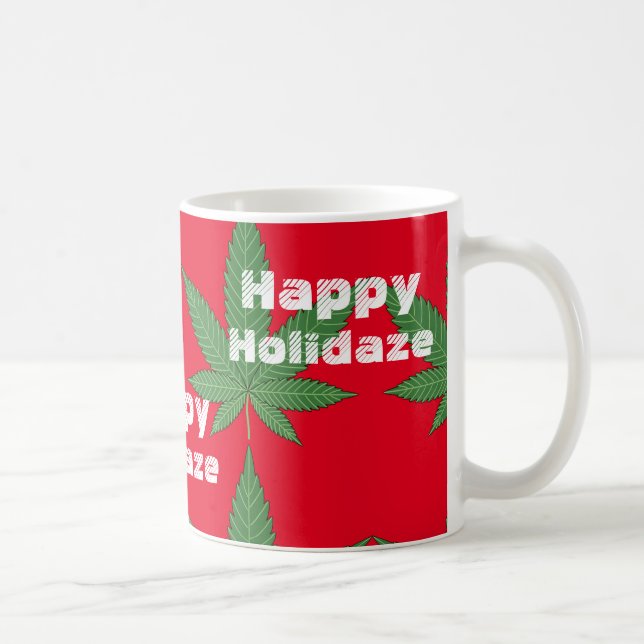 Weed Leaf Christmas Happy Holidaze Coffee Mug (Right)