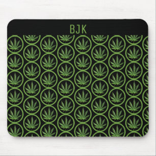 Weed Leaf Circle Pattern   Changeable Black Colour Mouse Pad