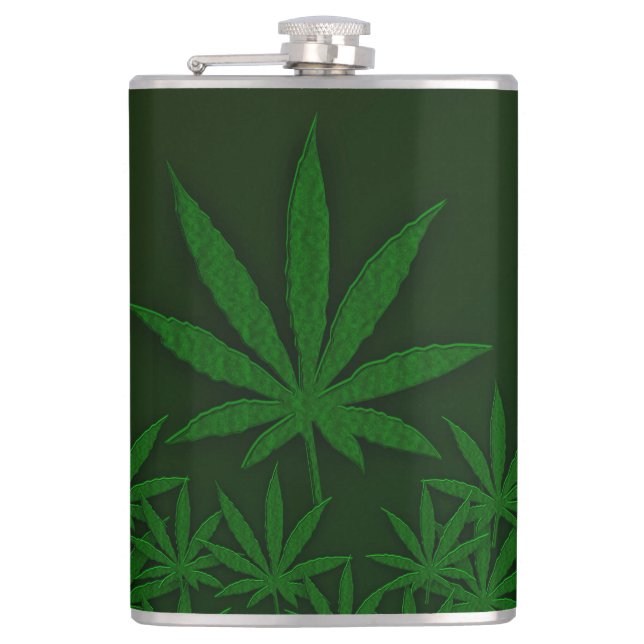 Weed Leaf Hip Flask (Front)