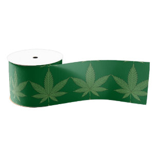 Weed Leaf Personalized Grosgrain Ribbon