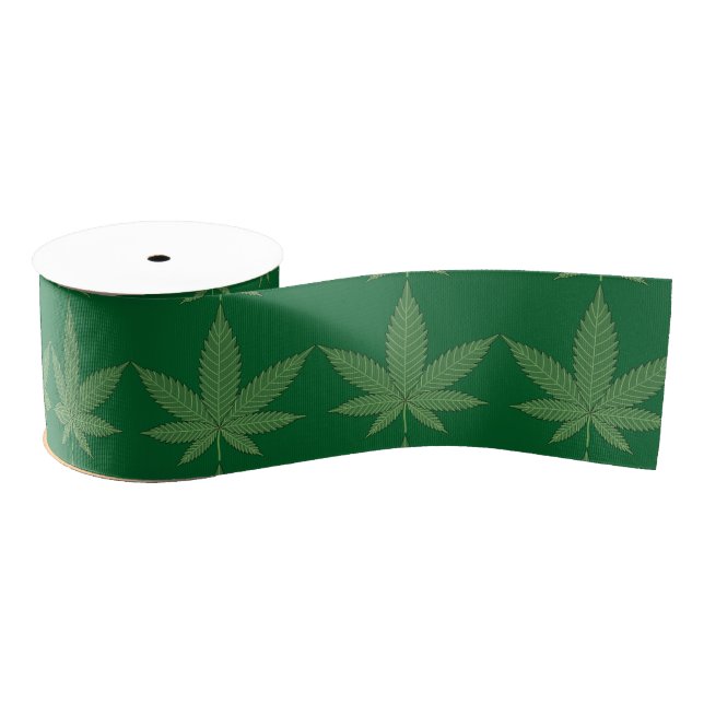 Weed Leaf Personalized Grosgrain Ribbon (Spool)