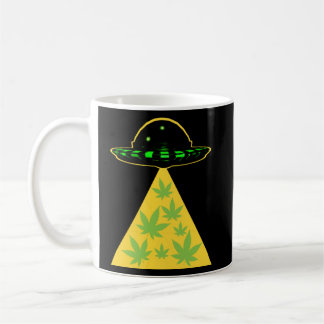 Weed Leaf Stoner Alien Abduction UFO Pot  Coffee Mug