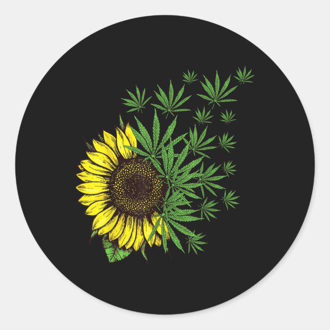Weed Leaf Sunflower Women T Smoker  Classic Round Sticker (Front)