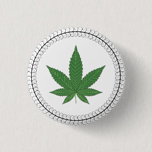 Weed Leaf Tree Swirl Trim Personalized 1 Inch Round Button