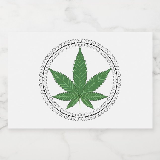 Weed Leaf Tree Swirl Trim Personalized Food Label (Single Label)